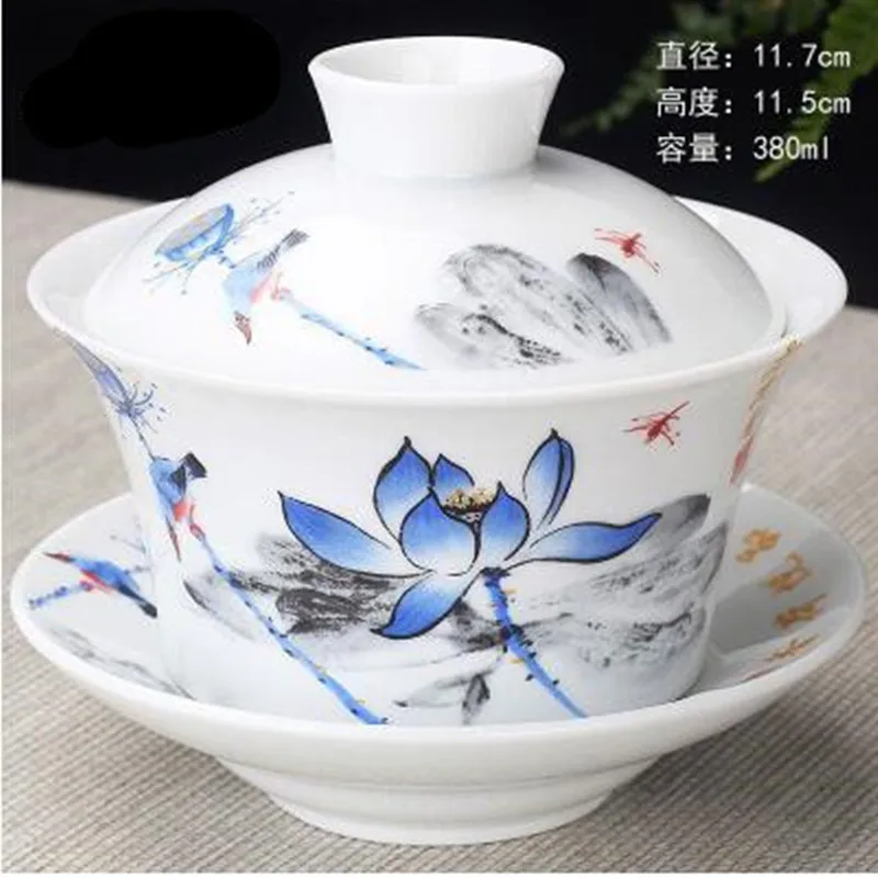 2020 китайский чайный сервиз Gaiwan кунг фу белая женская синяя и фарфоровая чайная