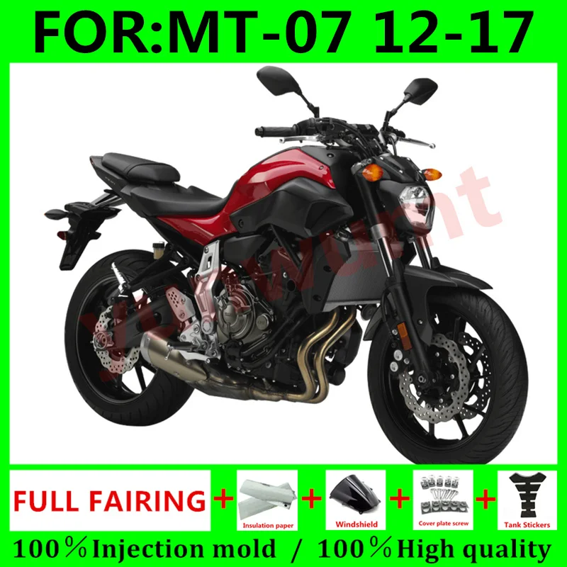 

Full Fairing Bodywork Kit Fit For Yamaha MT07 FZ07 MT-07 2012 - 2017 MT FZ 07 2013 2014 2015 2016 ABS fairings Set red black