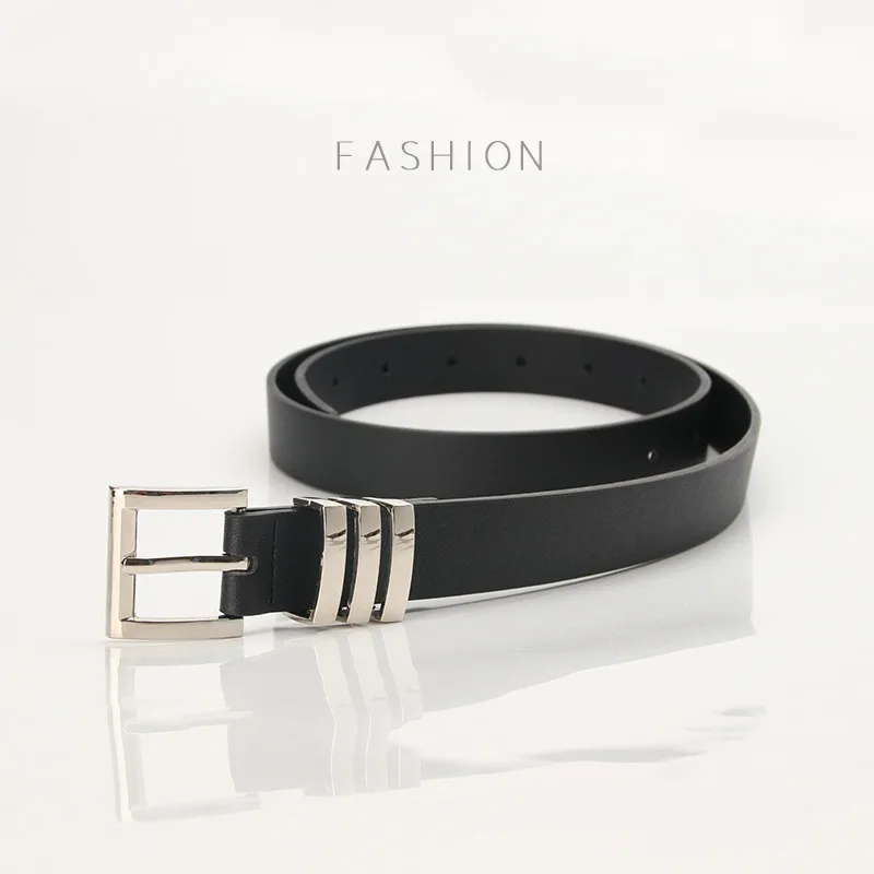 

Women Retro PU Leather Belts With Three Rings Fashion Jeans Classic Simple Buckle Pin Denim Dress Sword Goth Luxury Punk Gothic