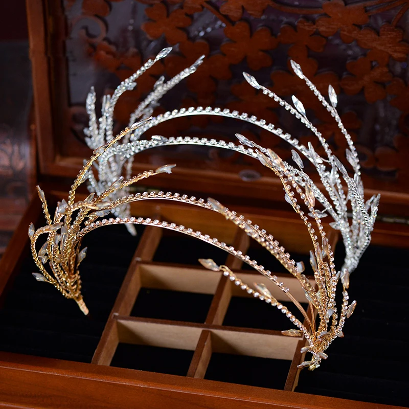 

Baroque Crystal Rhinestone Pearls Tassel Leaf Hairband Women Bridal Wedding Tiara Hair Accessories Crown Hairwear Jewelry