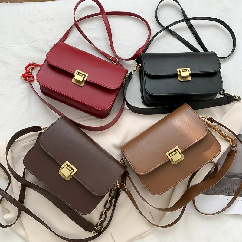 

Luxury Designer Quality PU Leather Crossbody Bags For Women 2020 Winter Solid Color Shoulder Messenger Bag Female Handbags Purse