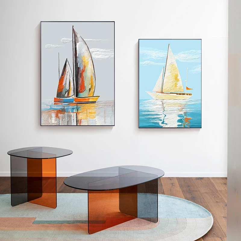 

Colorful Sailing Boat Canvas Painting Seascape Wall Art Modern Fashion Poster and Prints Picture for Living Room Home Decoration