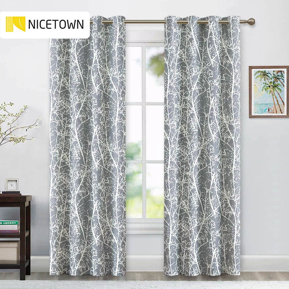 1 шт. Затемняющая занавеска с веткой и природным принтом украшение для гостиной