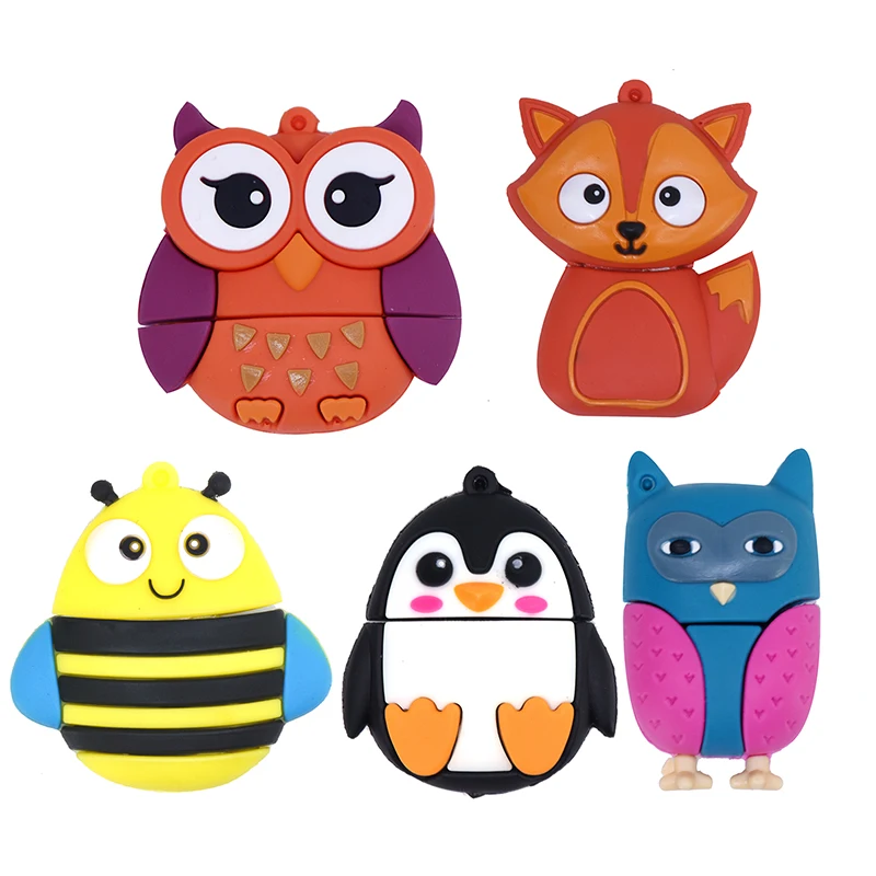 

Cute Cartoon Pen Drive Owl Fox Style Usb Flash Drive Usb 2.0 4GB 8GB 16GB 32GB Penguin Pendrive 64GB 128GB 256GB Memory Stick