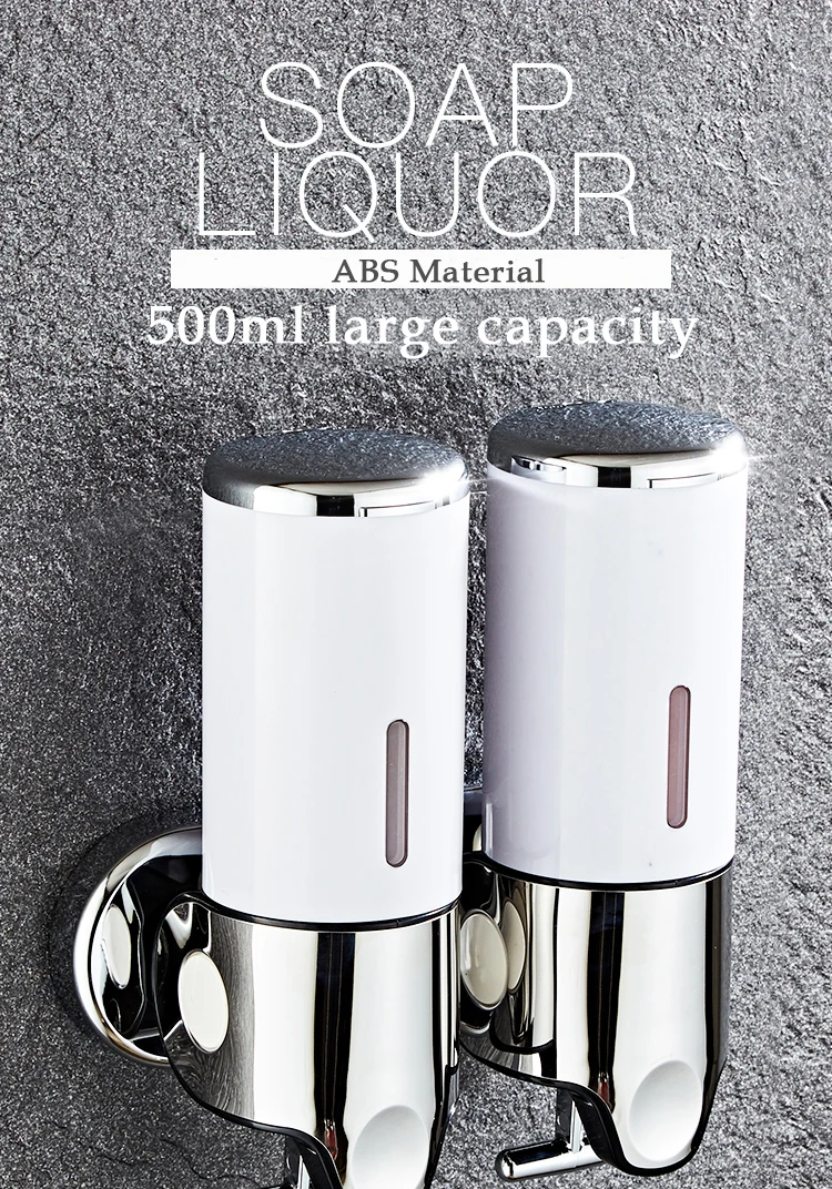 Luxury 1500ml SoapDispenser Wall Mount 3 Heads ABS Electroplated Shampoo Dispenser Punch Selection for Bathroom Accessories