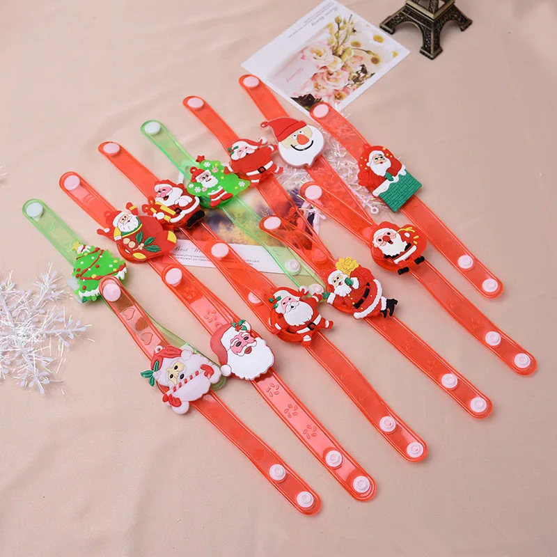 Random Style 1pcs Рождественские украшения светодиодные светящиеся часы Рождественские принадлежности Снеговик браслет Санта хлоп кольцо игрушка Рождественский орнамент подарки на год - Цвет: Random Style 1pcs