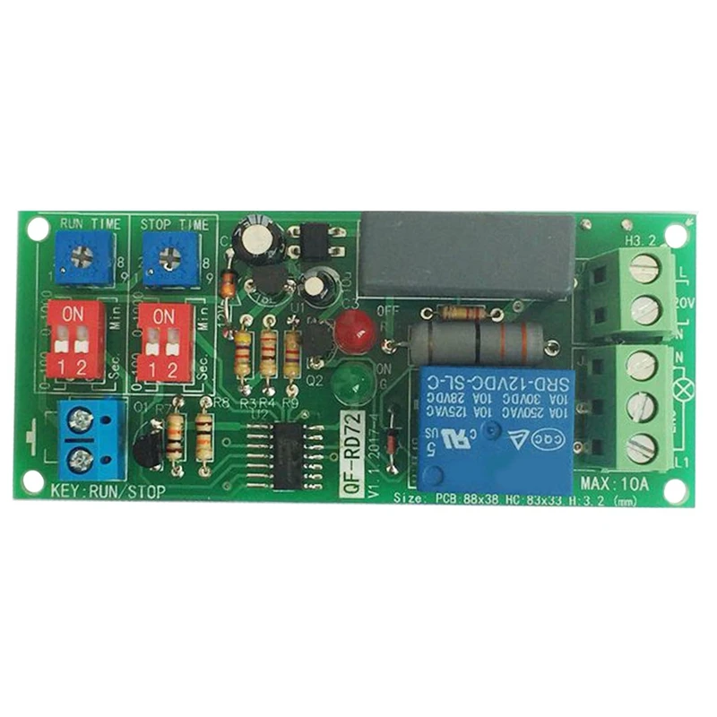 Dual Time Adjustable Cycle Delay Timing Relay Repeat on OFF Switch Infinite Loop Timer Module AC100-240V taidacent 2 pieces 12v 20a relay timing delay on and off repeat cycle timer relay dual led display digital timer relay switch