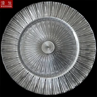 laser design glass charger plate show tray decorative salad fruit steak wedding dinner main plate round dish tableware display