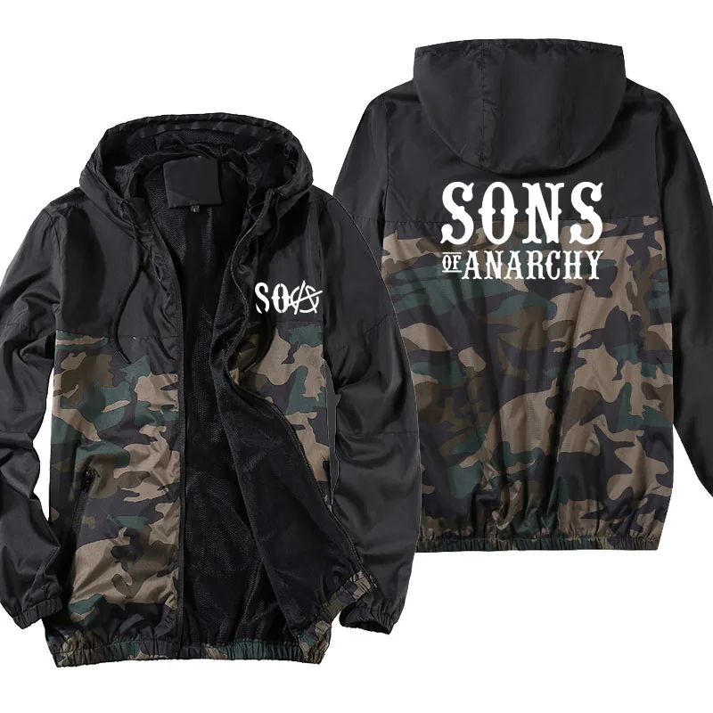 

Модная повседневная мужская куртка с капюшоном SOA Sons of анархии SONS, мужская куртка с принтом, цветная спортивная одежда оверсайз