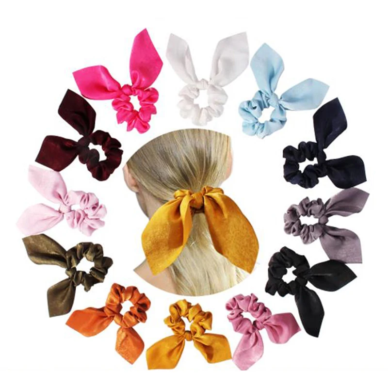 

Fashion Floral Printed Bowknot Hair Scrunchies For Women Ponytail Holder Hair Rope Ties Rubber Bands Hair Accessories Headwear