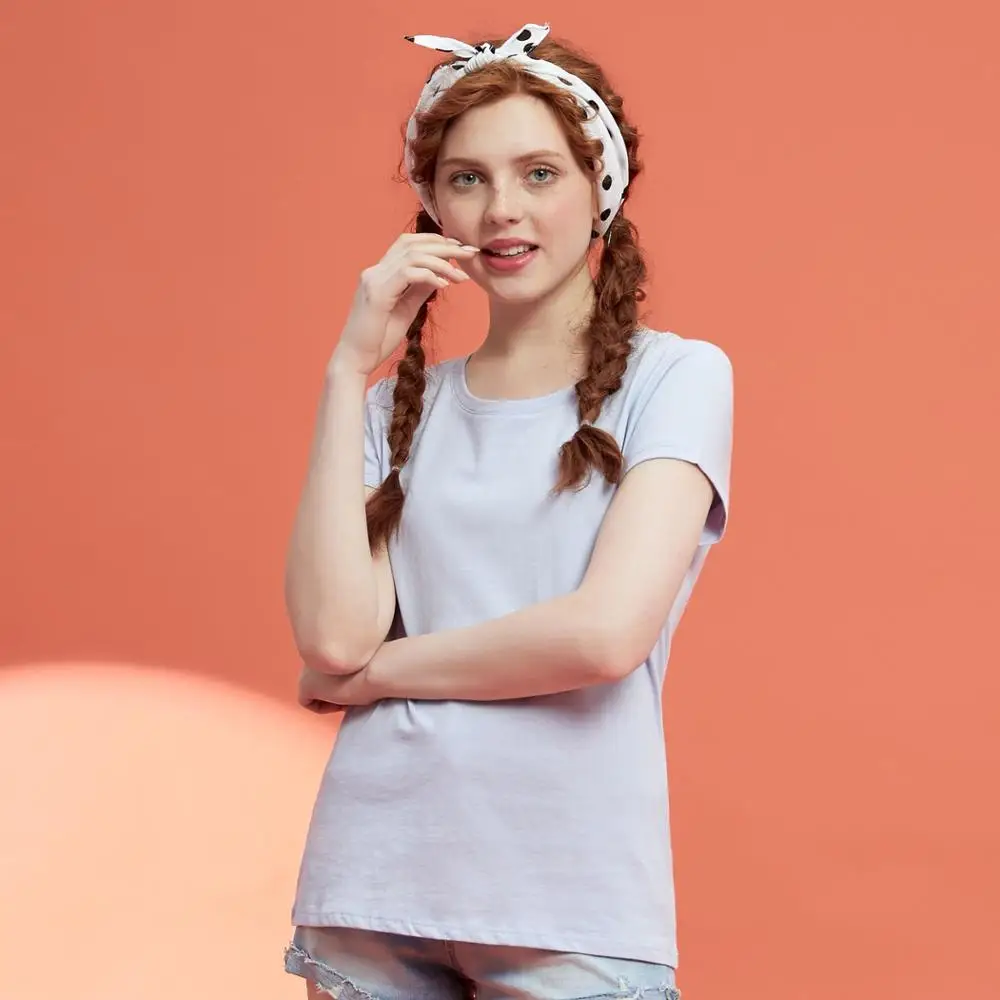 Metersbonwe Спортивная футболка для девочек Женская Однотонная с короткими рукавами