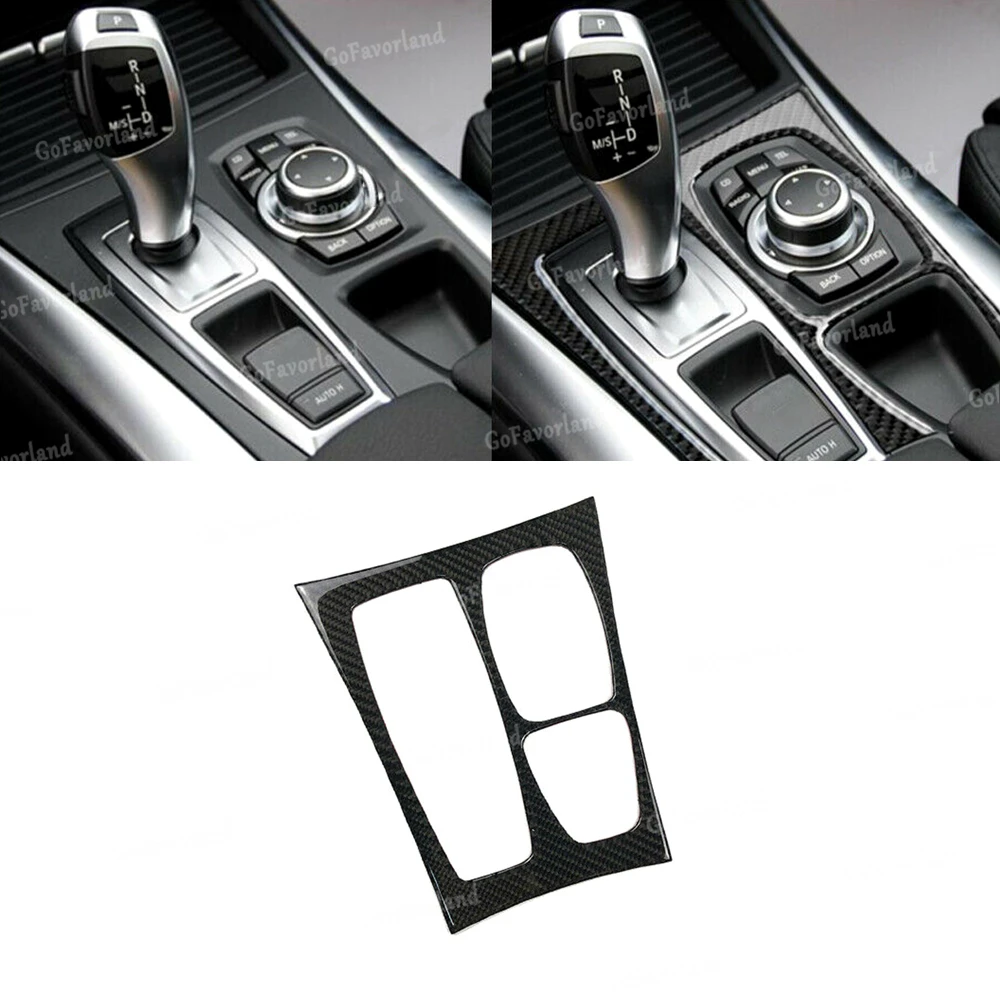 Углеродное волокно черная коробка переключения передач панель наклейка для BMW X5