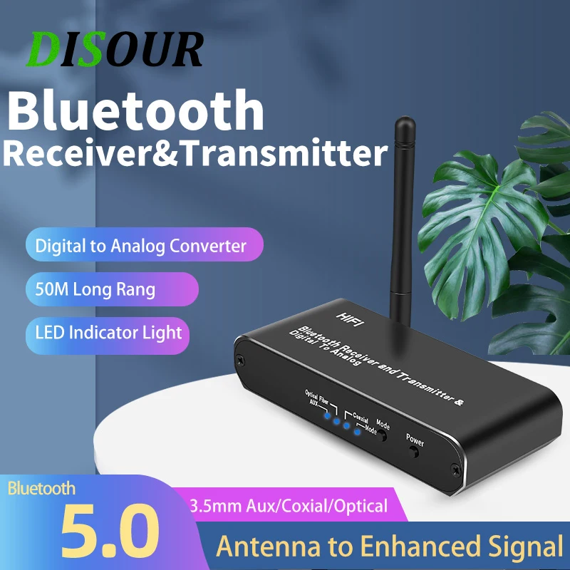 Преобразователь передатчик DISOUR DAC Bluetooth 5 0 цифровой аудио в аналоговый AUX