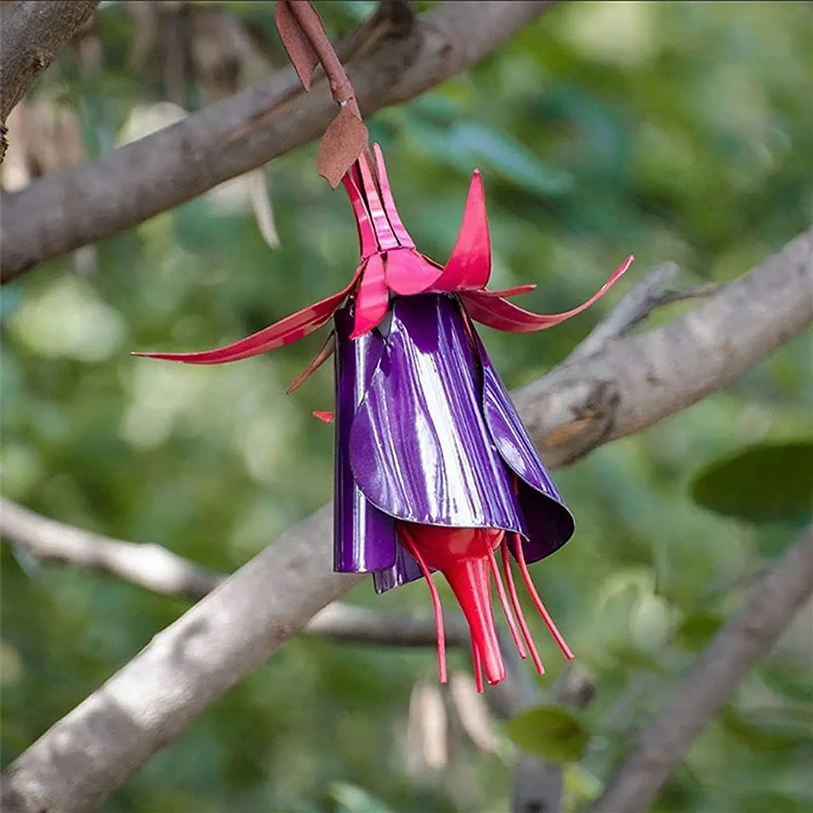 

Flower Stakes Beautiful Pink Fuchsia Hummingbird Feeder Flower Outdoor Metal Garden Art Flower Bird Feeder Garden Decor #864