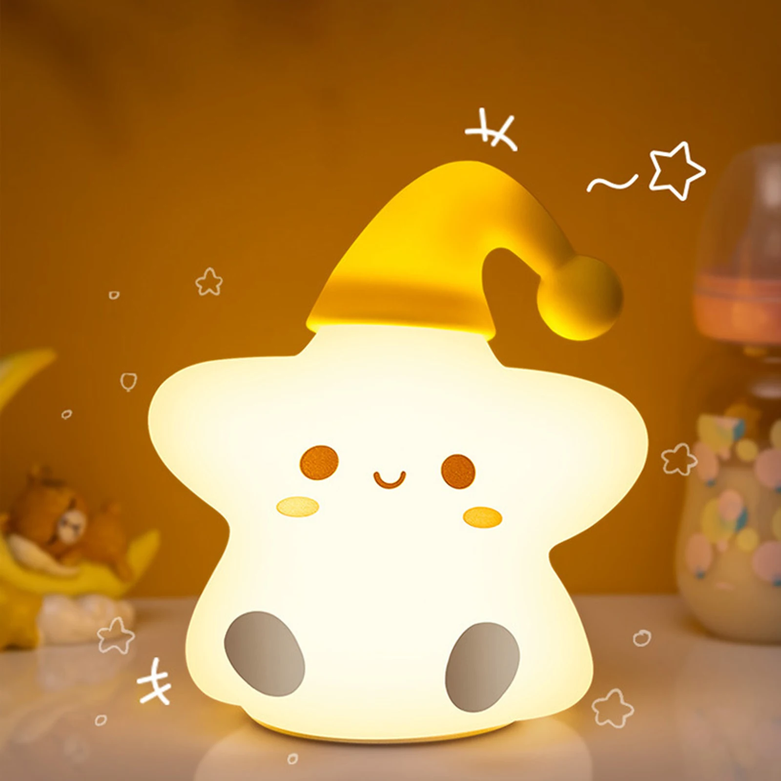 

Silicone Stars Lights Christmas Gift Children's Day Child Birthday Party Kid Anniversaries Warm Light 7 Colors