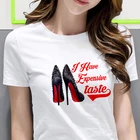 Белая футболка, женские топы, модная обувь на высоком каблуке, футболка с буквенным принтом, женская летняя футболка с коротким рукавом, хипстерская уличная одежда