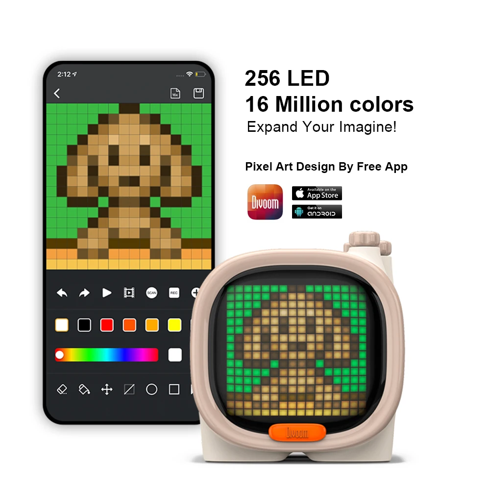 Divoom Timoo Pixel Art Bluetooth динамик портативный беспроводной динамик часы будильник милый гаджет Украшение Рабочего Стола с светодиодный экран