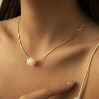 pearl pendant necklace for women gold color snake chain choker geometric simulated pearl necklace jewelry female