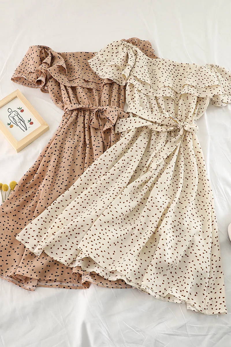 

Small fresh ins Korean new lotus leaf waist waist slimming strap bowknot chiffon floral dress