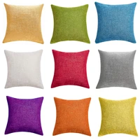 1pc home decor solid cushion cover cotton linen blended rectangular pillow case 4545cm comfortable without core