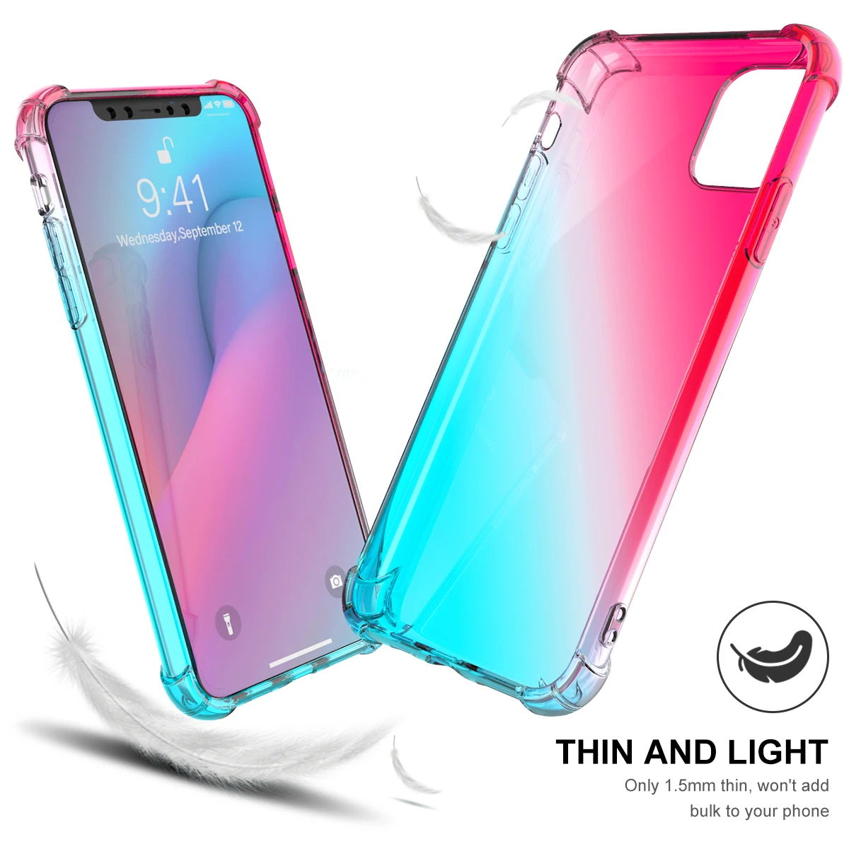 Бесплатная доставка для iPhone 6 7 8 Plus X XS XR 11 Pro Чехол прозрачный милый градиент