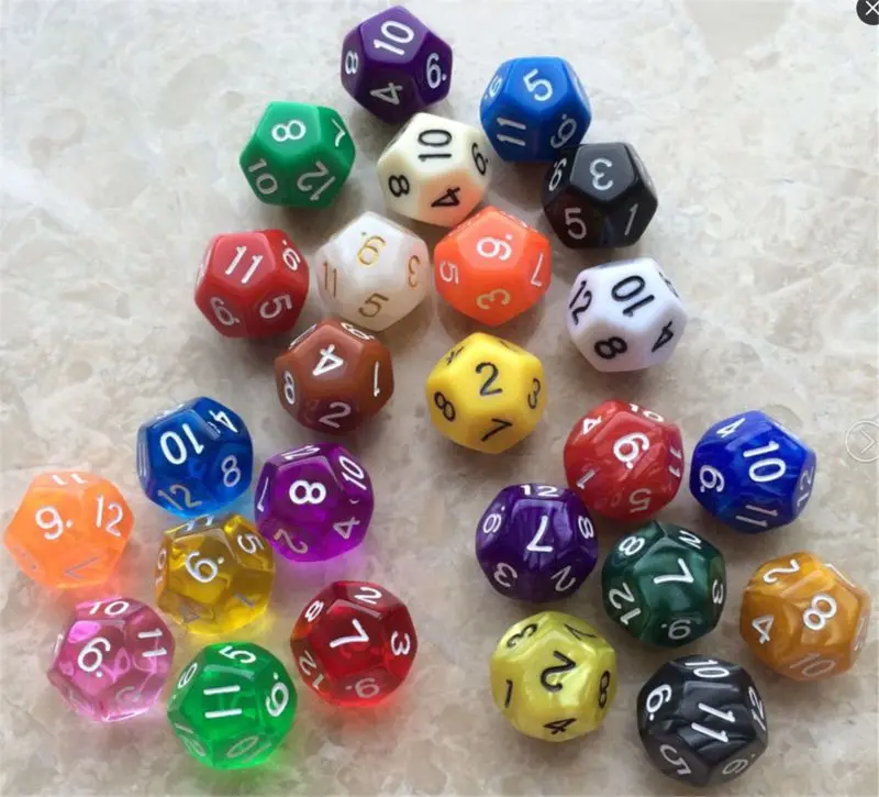 

25 Count Assorted Pack of 12 Sided Dice - Multi Colored Assortment of D12 Polyhedral Dice