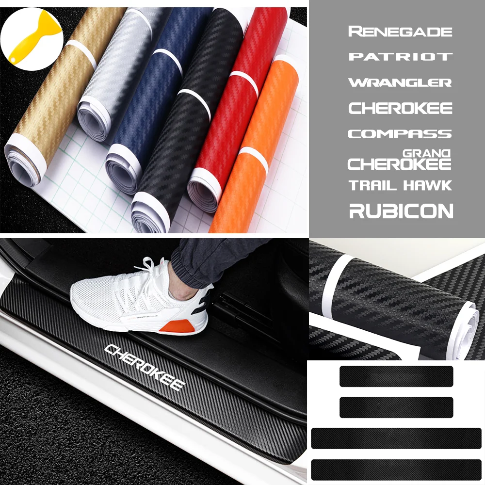 

4pcs Car Door Threshold Protection Sticker Anti-Scratch Dirty For JEEP Renegade Patriot Wrangler Cherokee Grand Cherokee Trail