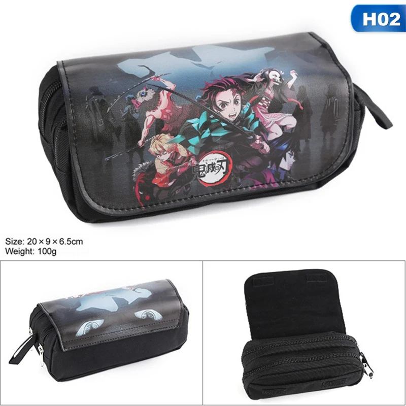 

Anime Demon Slayer: Kimetsu No Yaiba Cosplay Pencil Case Cartoon Cosmetic Make Up Bag Canvas Double Zipper Stationery Bag Gift