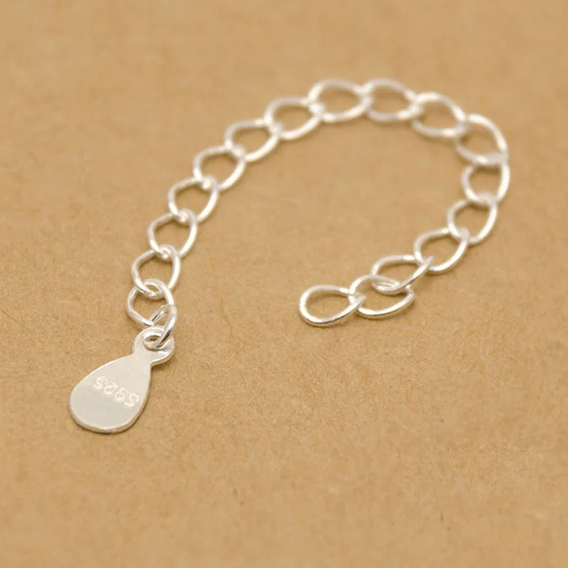 Цепочка-удлинитель для ожерелья и браслета из настоящего твердого серебра 925