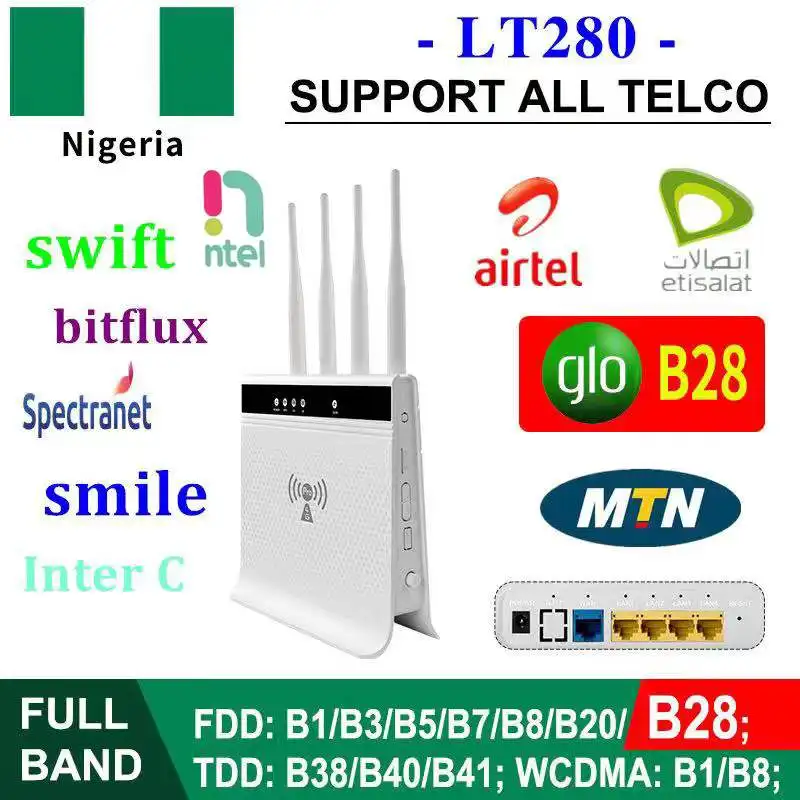 

LT280 LTE Mobile Hotspot 4G Router 300Mbps CAT4 LTE Routers 3G/4G SIM Card WiFi Router Modem For IP Camera/Outside WiFi Coverage