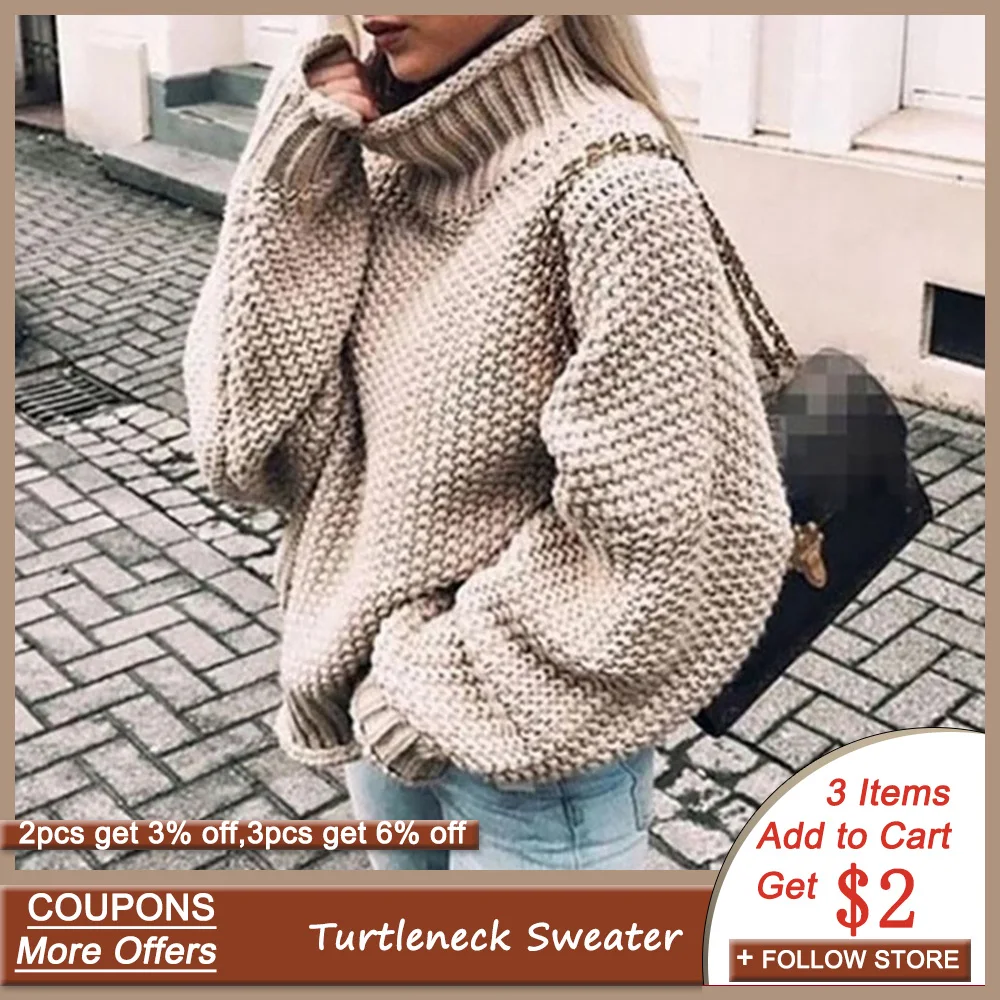 Женский вязаный свитер с высоким воротом пуловер для женщин Осень зима 2020 теплый