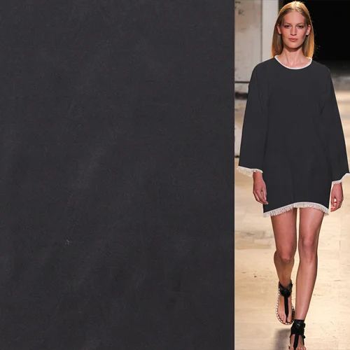 Черный шелк крепдешин ткань с песочной стиркой 135 см ширина SCDC1091| |