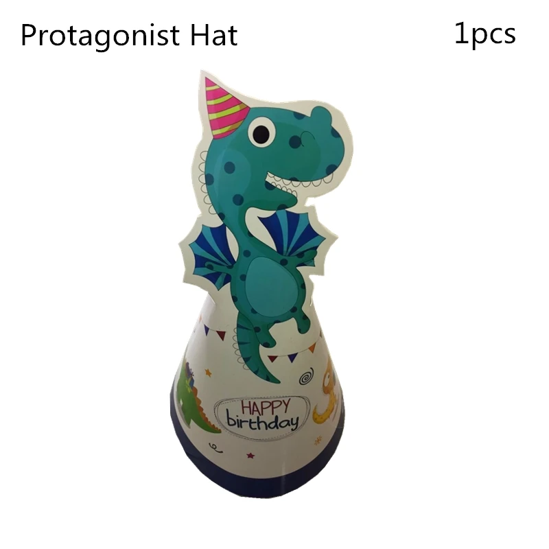 1pcs hat Вечерние товары, 1 шт., для детей, динозавр, милый динозавр, тема, украшение, головной убор для дня рождения, герой, шляпа с эластичной лентой - Цвет: 1pcs hat