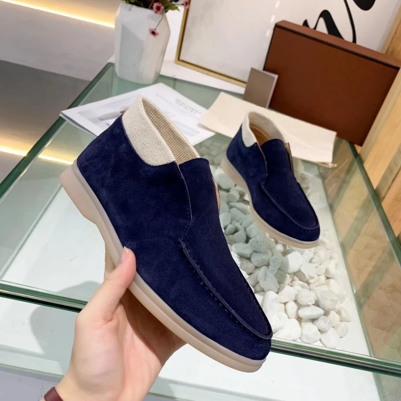 

Chic Spring 2021 Suede Casual Shoes Woman Slip-on Loafers Flat Heel Sewing Round Toe High Shoes Zapatos De Mujer