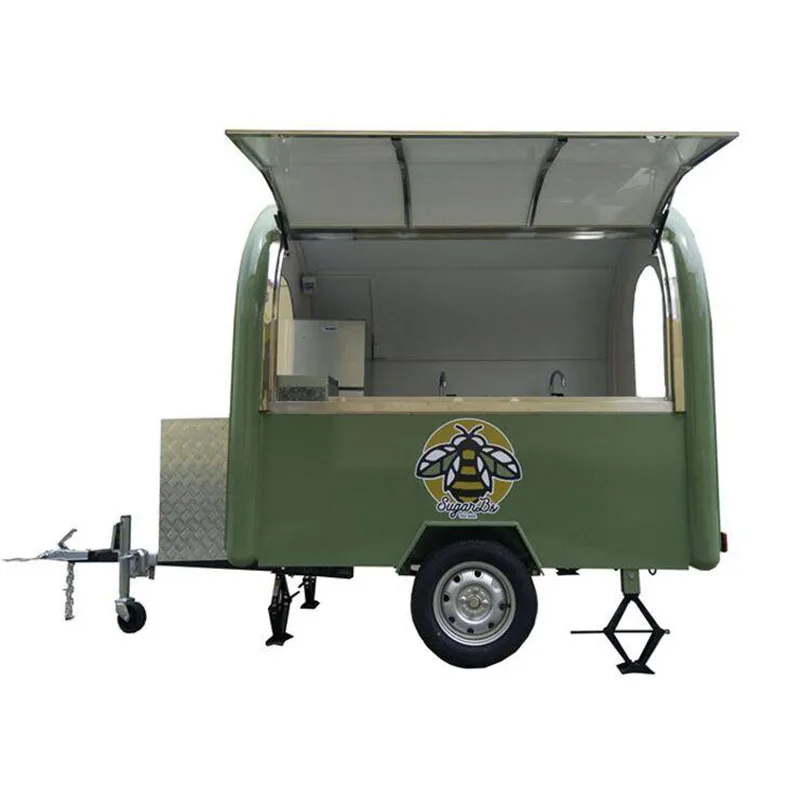 

Snack Food Truck Trailer Street Hot Dog Ice Cream Coffee Cart Vending kiosk Catering Equipment Mobile Kitchen 2.2m Length