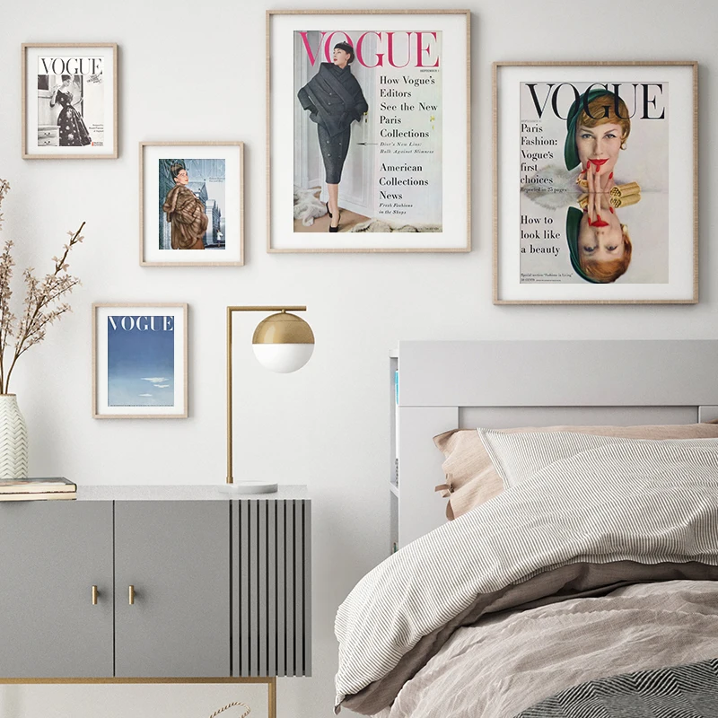 

Vintage Vogue Women Poster and Prints Nordic Retro Style Girl Canvas Painting Fashion Lady Poster Wall Art for Home Salon Decor