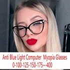 Очки кошачий глаз для близорукости, женские компьютерные очки с защитой от синего света, большой размер, с диоптриями, FML