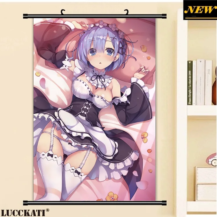 40X60 см Re Zero Re: Zero Kara Hajimeru Isekai Seikatsu Rezero Rem Сексуальная лоли, нарисованная аниме прокрутка, холст, постер - Цвет: V