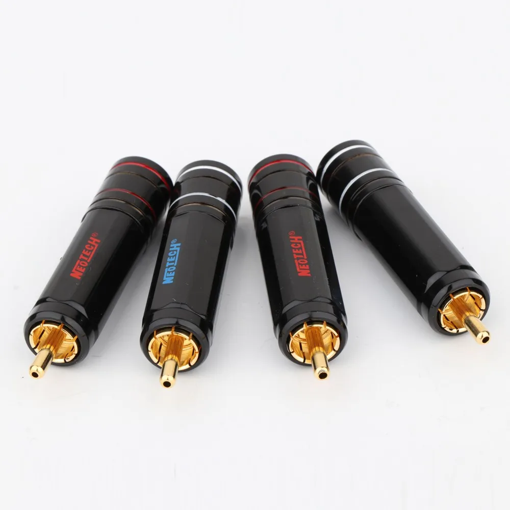 NEOTECH DG-201 High Quality Gold Plated RCA Plug Lock Collect Solder Connector HIFI Cable Connector 4PCS