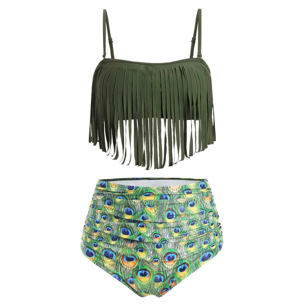 JAYCOSIN сексуальный раздельный купальник с кисточками женский элегантный принтом