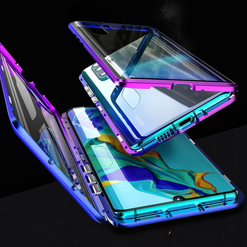 360 Полный Магнитный чехол для huawei P30 Pro P20 mate 20 металлический бампер 12D Передняя сенсорная пленка закаленное стекло крышка huawei P30 Pro Чехол