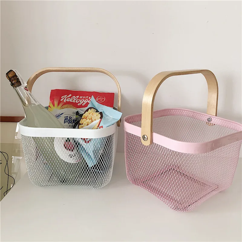 

Ins simple storage basket storage basket washing basket iron net basket hand basket Bath Basket