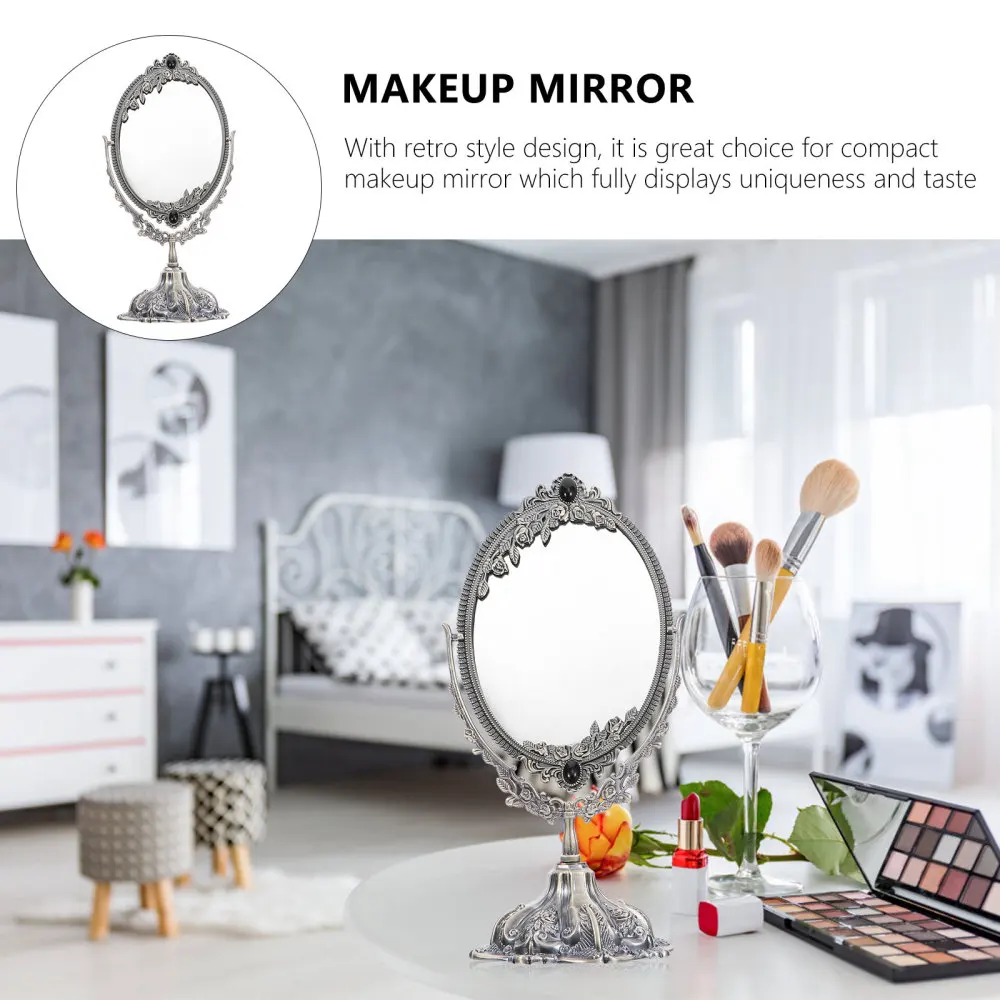 

Antique Makeup Mirror Decorative Retro Tabletop Swivel Mirror with Stand