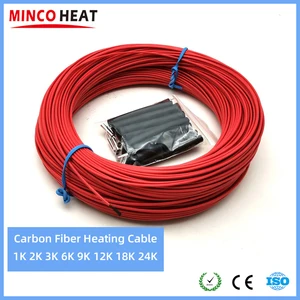 Инфракрасный обогреватель пола, углеродный кабель для теплого пола, уличный провод для мягкого теплого пола, 1K 2K 3K 6K 9K 12K 18K 24K