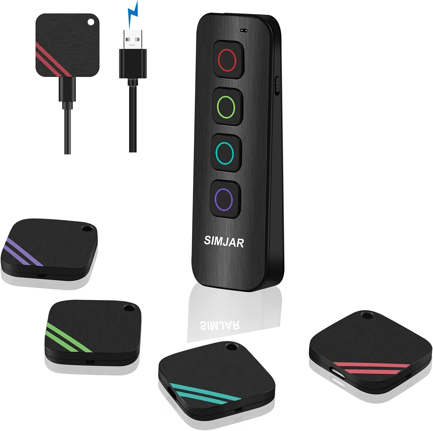 Key Finder with Flashlight 1 RF Transmitter and 4 Rechargeable Receivers 90dB Item Locator Tracker. | Безопасность и защита