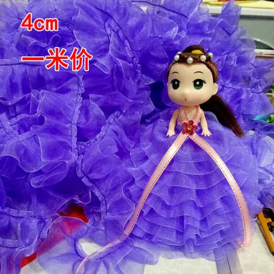 

1M Pleated Tulle Lace Fabric 4cm Pink Green Lace Material Ribbon Blue Purple Lace Trim Sewing Guipure Craft Supplies encaje JH15