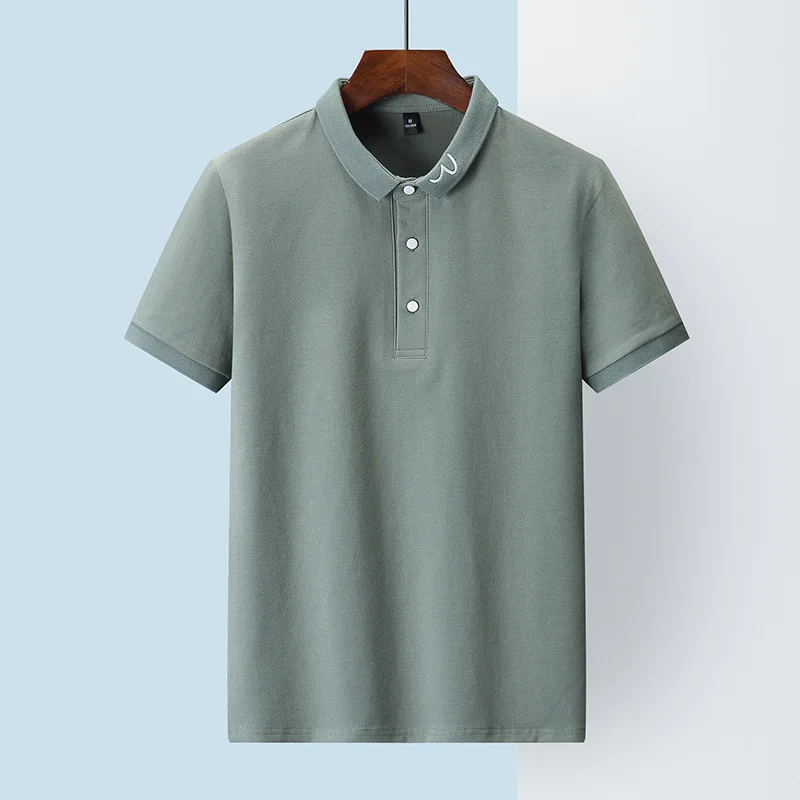 

2021 Men's Solid Color Polo Shirts Fashion Lapel Embroidery Business Casual Tops Tee Blouse Mens Clothing Short Sleeve Shirt