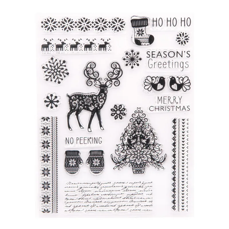 

NEW Clear Stamp of Snowflake Sika deer Mandarinduck Scrapbooking Paper DIY Card Album Soft Seal Transparent Stencil Handcrafts