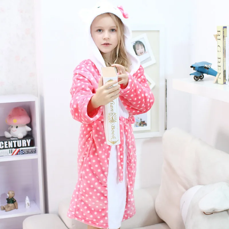 Зимние кигуруми единорог динозавр с капюшоном детские халаты детский халат