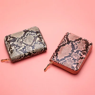 

Europe and America Fashion Snakeskin Wallet Girl'S Purse Wallet Zipper Small Wallet Short 2020 New Style Bag